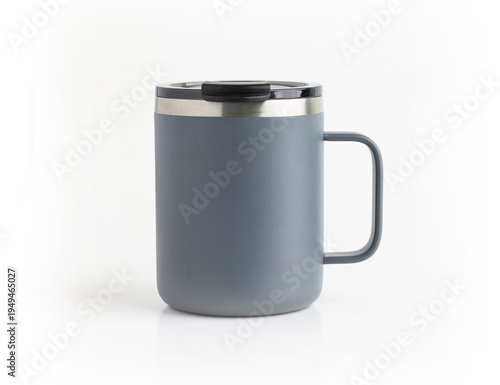 Thermos Mug. Stainless Steel Thermos Cup on white background.