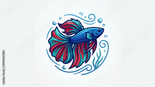 Vibrant Betta Fish with Flowing Fins and Ornate Details.