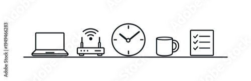 Remote work productivity and flexible digital workflow helping professionals manage communication, tasks, and schedules efficiently while working from any location, laptop, Wi-Fi