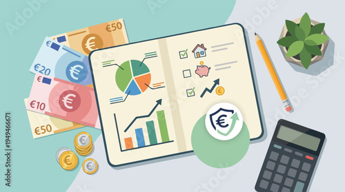 Financial Planning and Investment Growth with Euro Currency.