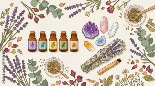 Essential Oils Crystals and Herbs for Wellness and Spiritual Healing.