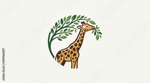 Giraffe eating leaves from a tree illustrating wildlife and natures harmony.