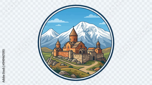 Ancient Armenian Monastery Khor Virap with Mount Ararat in the Background.