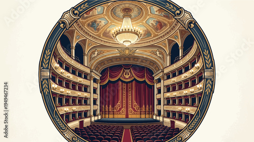 Grand historic theater interior with ornate balconies and stage.