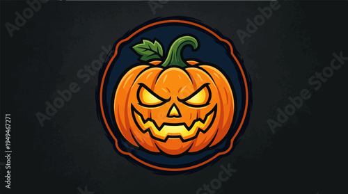 Spooky Halloween Pumpkin Jackolantern with Evil Grin.