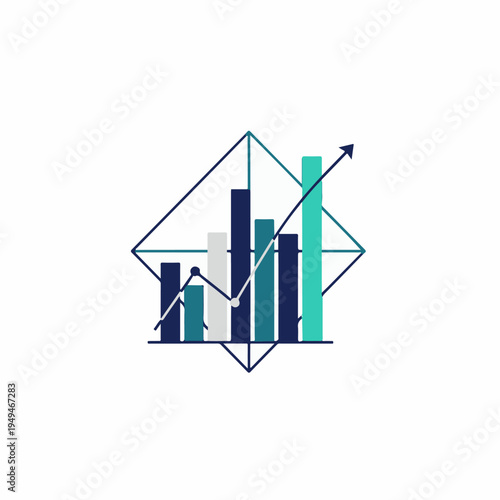 Business growth and financial success represented by a rising bar graph and upward arrow