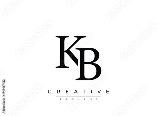 KB initials logo design with creative tagline on transparent background