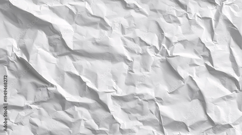 Fototapeta premium High Resolution Crumpled White Paper Texture Background with Wrinkles
