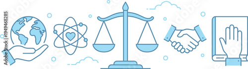 vector illustration  representing global justice and science concepts vector banner