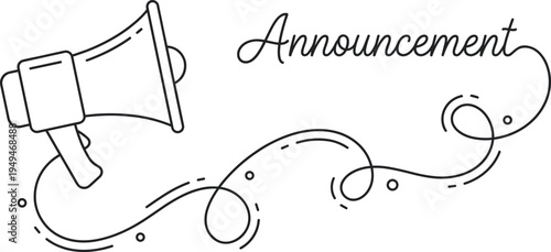artline vector Announcement megaphone with decorative swirling lines vector illustration