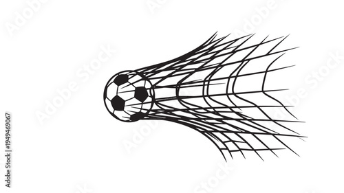 Soccer Ball Kicking Into Goal Net For Sports Victory Concepts on transparent background
