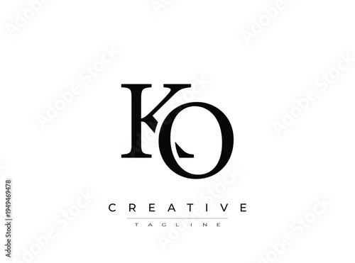 Stylized ko monogram logo with creative tagline on transparent background