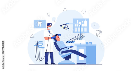Dentist examining patient in modern dental clinic, oral hygiene concept