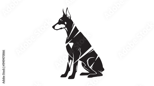 Doberman Pinscher Dog Sitting For Pet Illustrations on transparent background