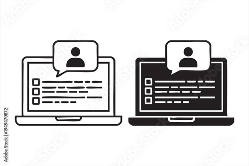 Laptop with user profile and checklist for online survey or form