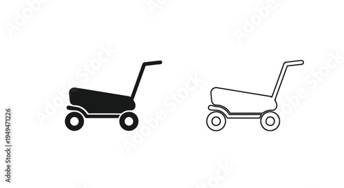 Two hand truck illustrations one solid one outlined in black