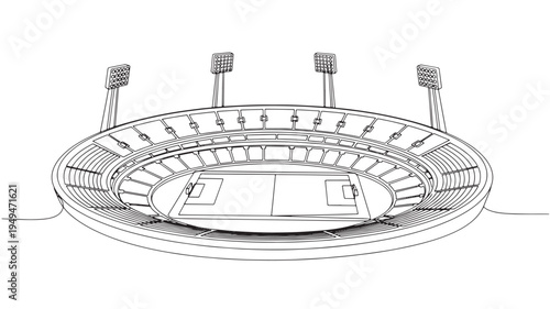 Empty Stadium With Floodlights For Sports Event Concepts on transparent background
