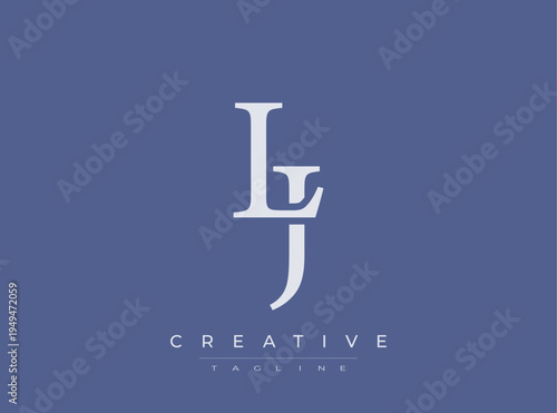 Creative modern lj logo design on blue background template