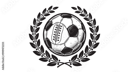 Soccer Ball With Laurel Wreath For Sports Victory Concepts on transparent background