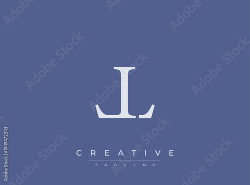 Creative letter j logo template with tagline on blue background