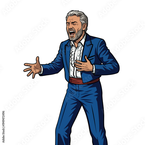 Mature flamenco singer singing with passion. Cantaor