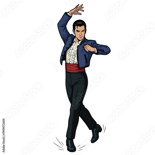 Bailaor. Male flamenco dancer performing rhythmic footwork