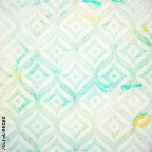 Soft watercolor style seamless pattern with subtle geometric shapes and pastel textures. Artistic repeating background ideal for stationery, wallpapers, packaging and creative design.