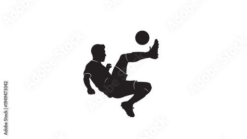 Soccer Player Kicking Ball Silhouette Against Transparent Background For Sports Concepts on transparent background