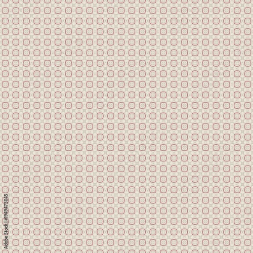 Seamless vintage geometric pattern with small rounded squares and subtle texture on neutral background. Elegant repeating design ideal for wallpaper, fabric prints and surface design.