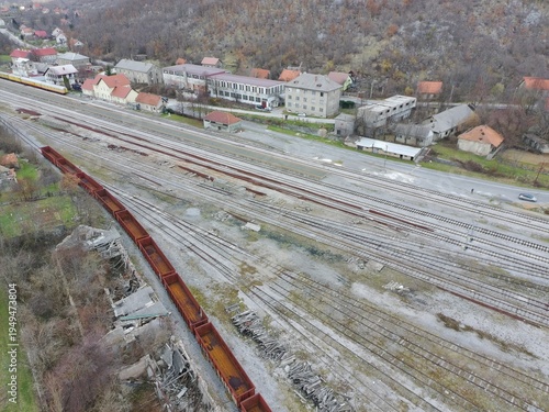 Wallpaper Mural Aerial drone photo of industrial railroad terminal in Gracac, Croatia Torontodigital.ca