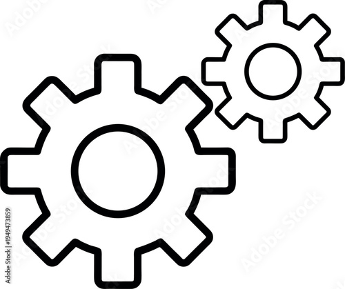 Simple Mechanical Gear Outline Icon Illustration