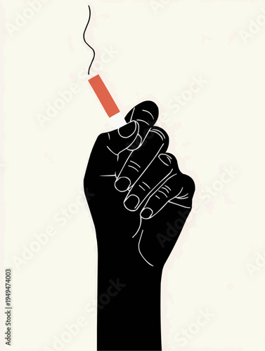 Flat vector illustration of a hand crushing a cigarette, suitable for anti-smoking campaigns, health awareness posters, or addiction recovery resources.