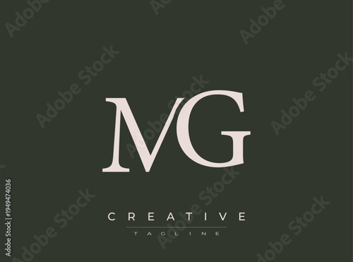 MG creative logo template with elegant typography and tagline
