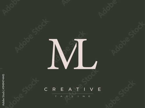 Ml creative monogram logo design on dark background template