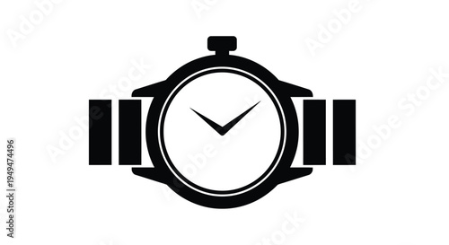Simple black and white illustration of a classic wristwatch