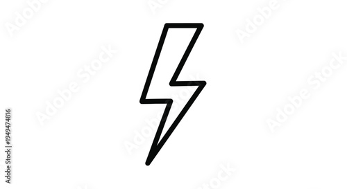 Simple black and white illustration of a stylized lightning bolt icon