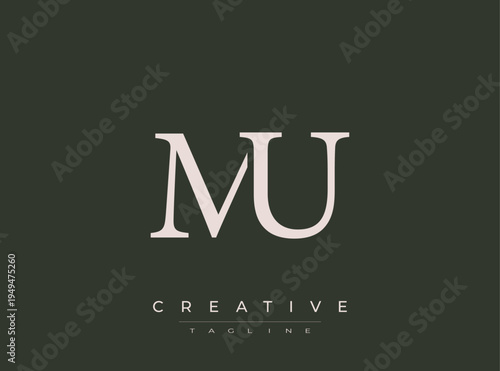 Monogram MU lettering design for branding and logo creation purposes