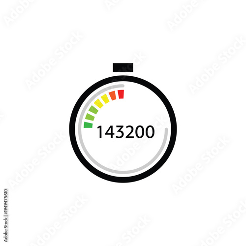 Round stopwatch timer icon with numerical display and colorful progress gauge