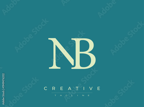 NB creative logo design template with stylish typography and tagline