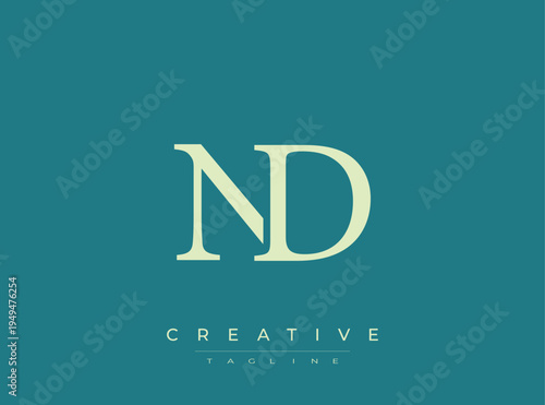 Simple and elegant nd logo design on blue background template