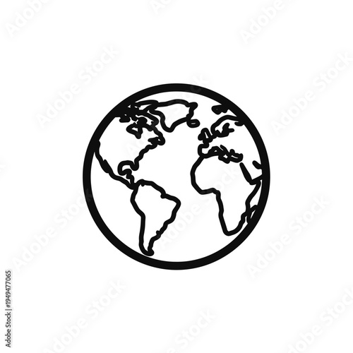 Globe Outline Icon World Map