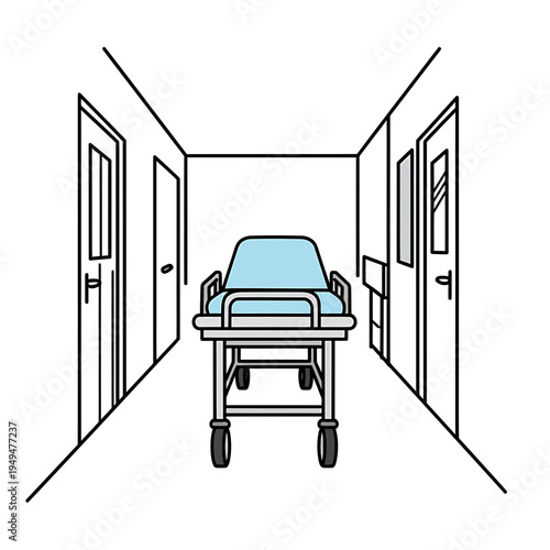 Empty Gurney in Hospital Hallway