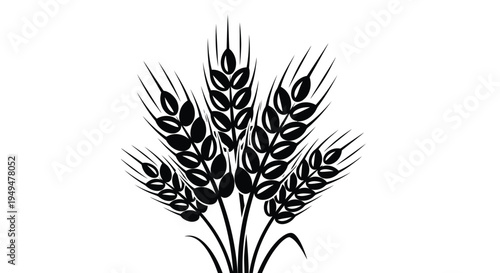 A black silhouette of wheat stalks and grains closely grouped together
