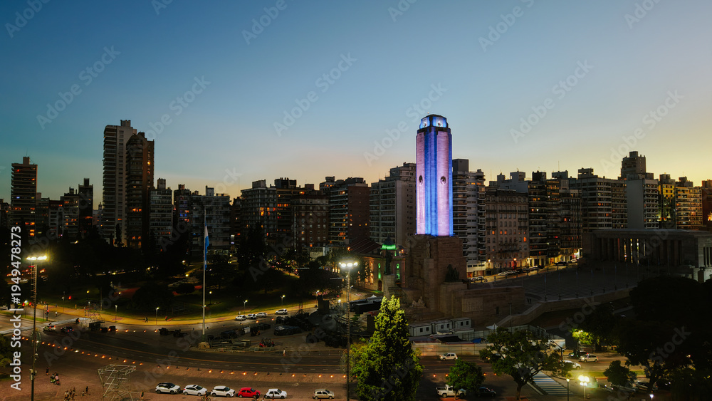 Fototapeta premium Panoramic view of the National Flag Memorial in Rosario, Argentina