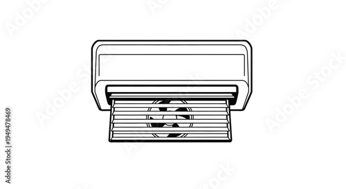 Simple black and white illustration of a modern air conditioning unit