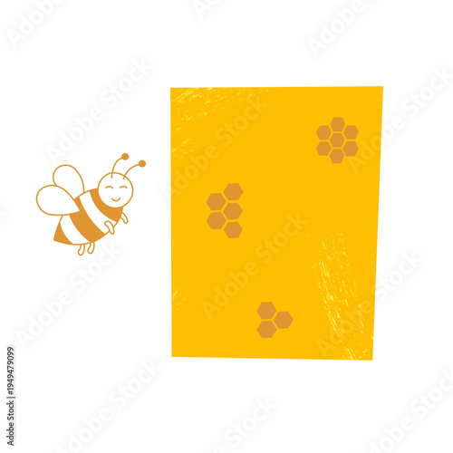 Reusable beeswax. Food wrap with cute honey bee and honeycomb pattern. Zero waste lifestyle. Eco-friendly product. Fax paper.Organic packaging. Vector cartoon illustration on isolated background