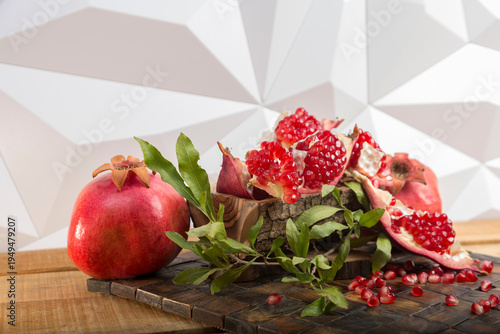 Ripe and juicy ripe pomegranates