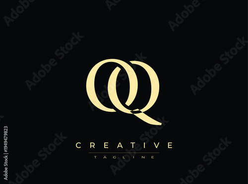 Golden letter q logo design element for branding purposes