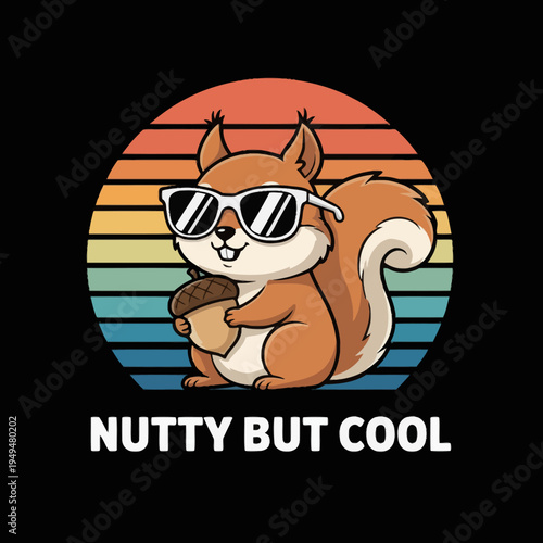 Squirrel wearing sunglasses and smiling.