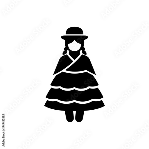 Bolivian Cholita Traditional Outfit Icon